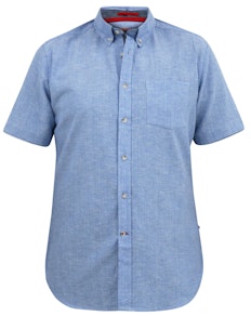 D555 Hazelwood 1 Linen Mix S/S Shirt With Button Down Collar Blue